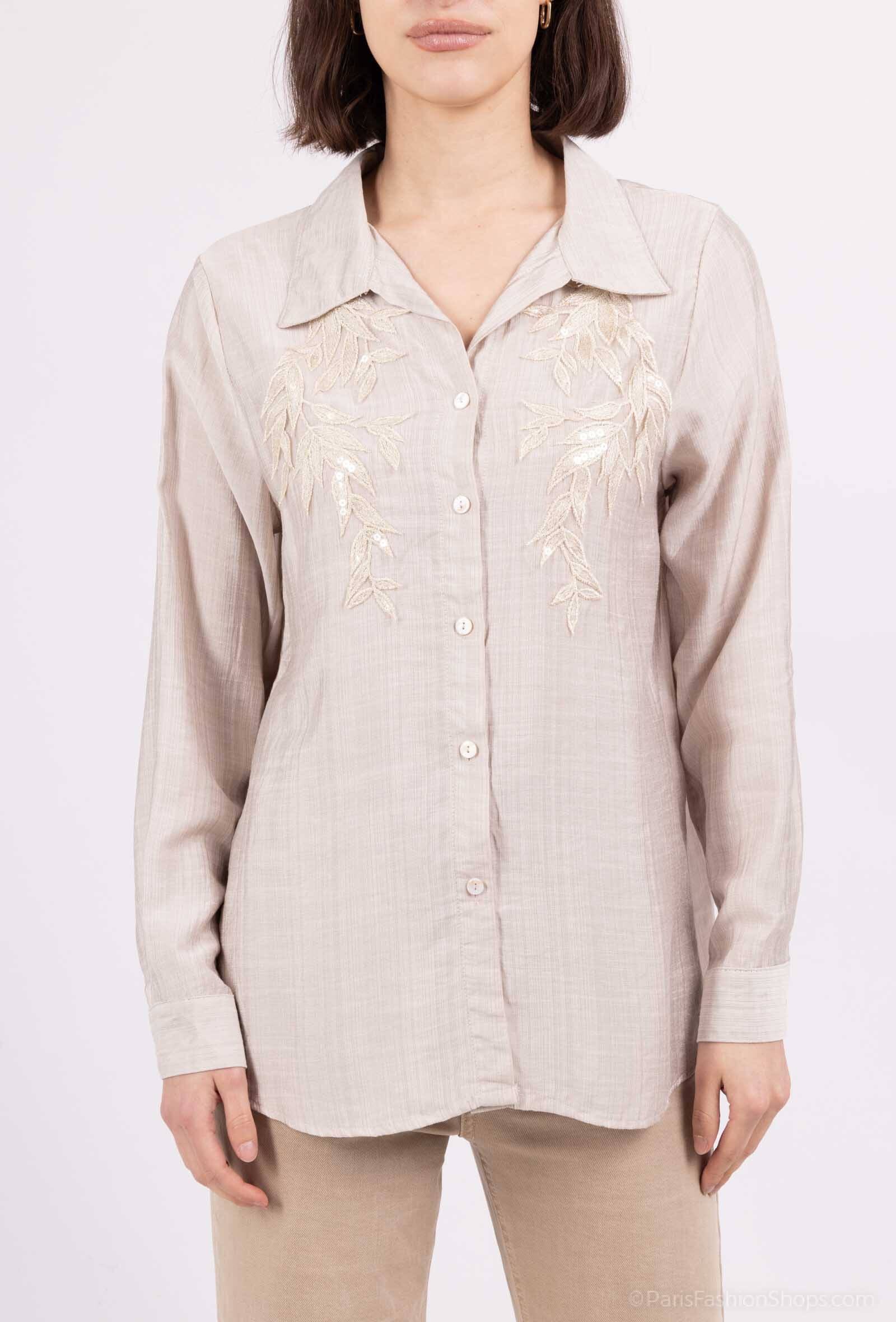 Wholesaler Lovie Look - Gold stride embroidered shirt