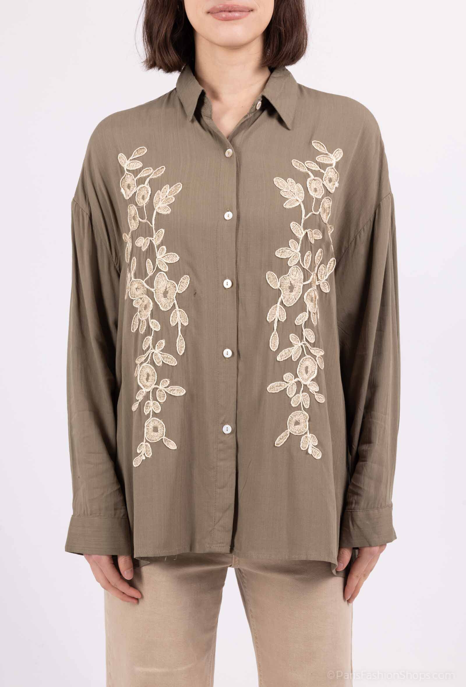 Wholesaler Lovie Look - Gold stride embroidered shirt
