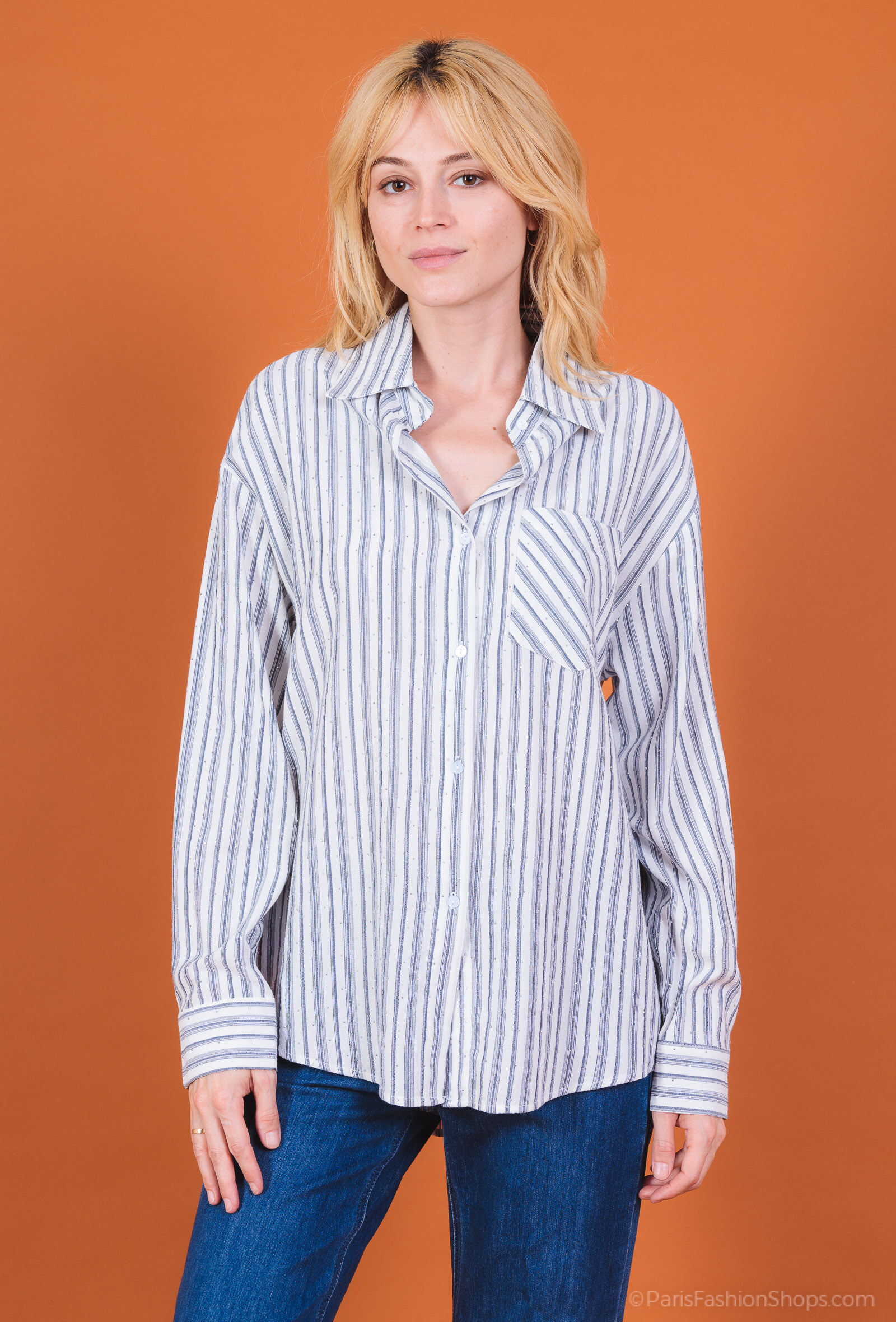 Light cotton striped shirt, perfect for summer 2025, made in China for everyday comfort.
