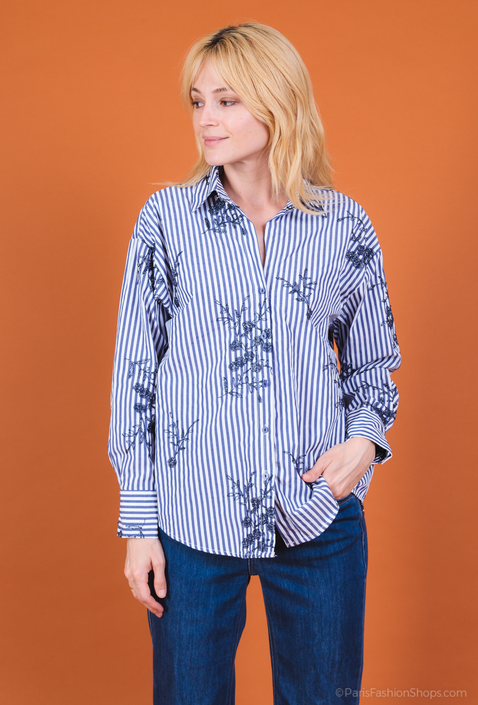 Floral stripe shirt, cotton-polyester, perfect for summer 2025, made in China. Brighten up your summer style.