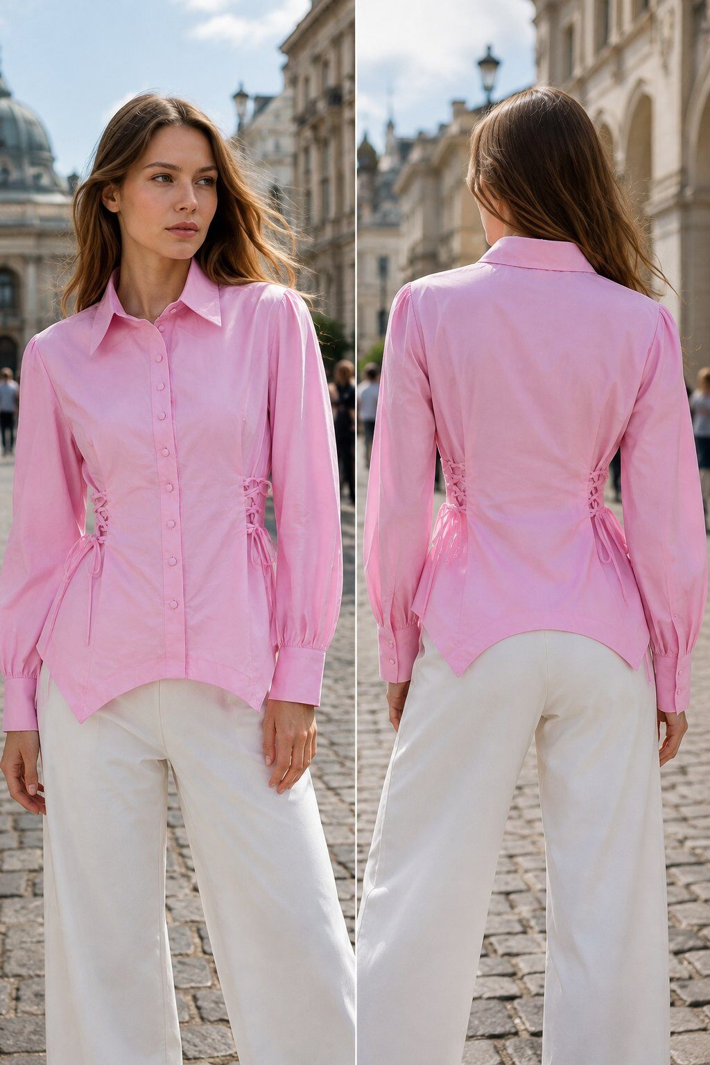 Grossiste LOVIKA - Chemise cintrée à lacets côtés