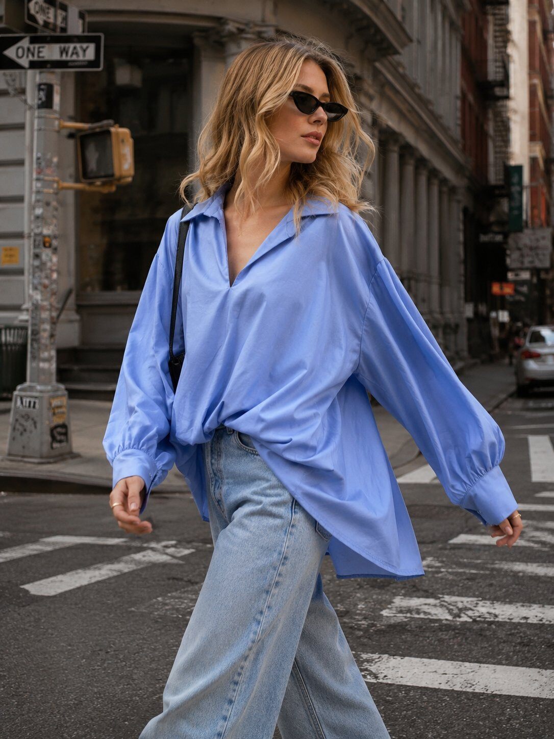 Großhändler LOVIKA - Oversize-Hemd mit fließendem Schnitt & eleganten Puffärmeln