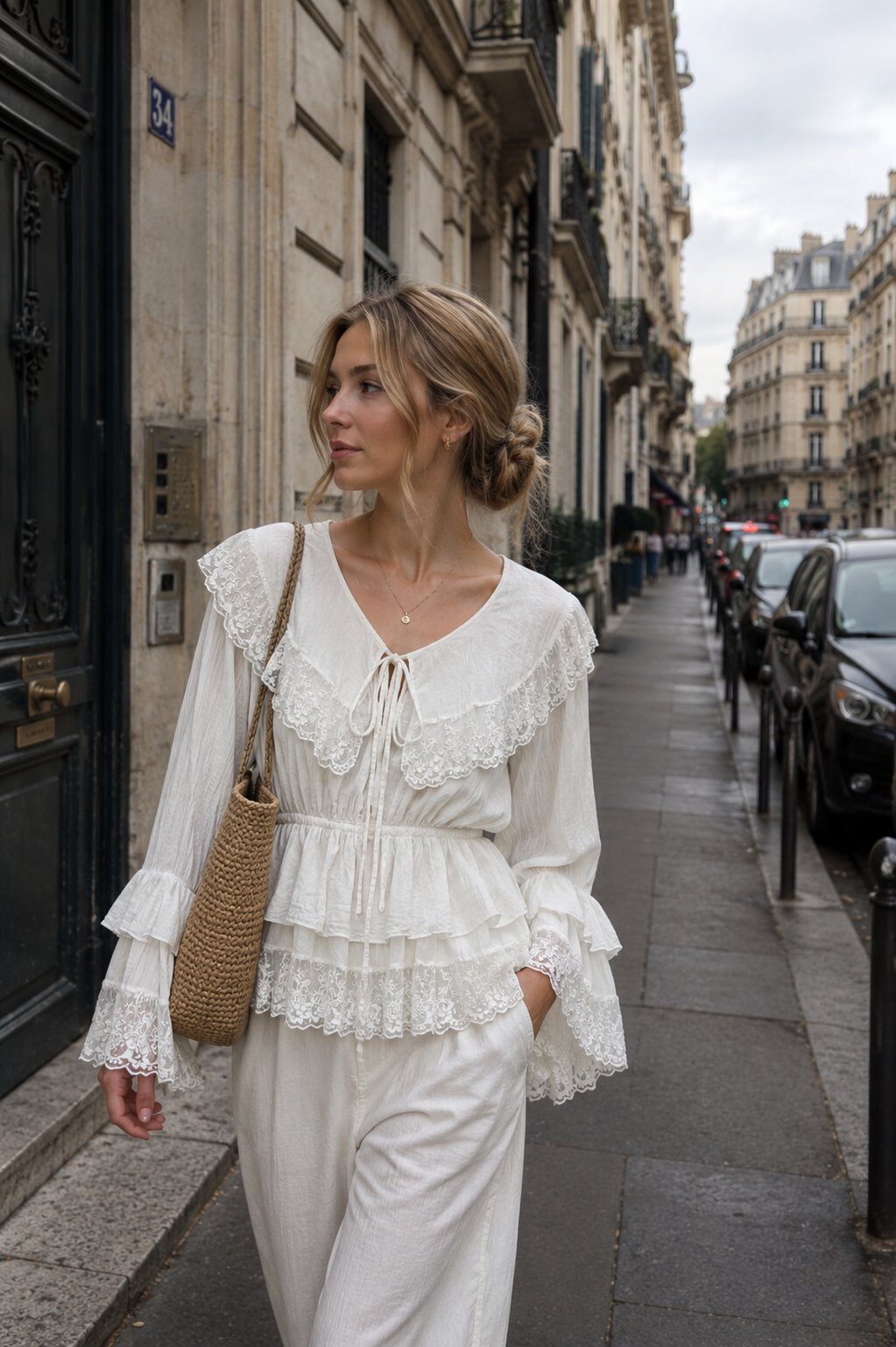 Mayorista LOVIKA - Top bohemio romántico con encaje floral y volantes.