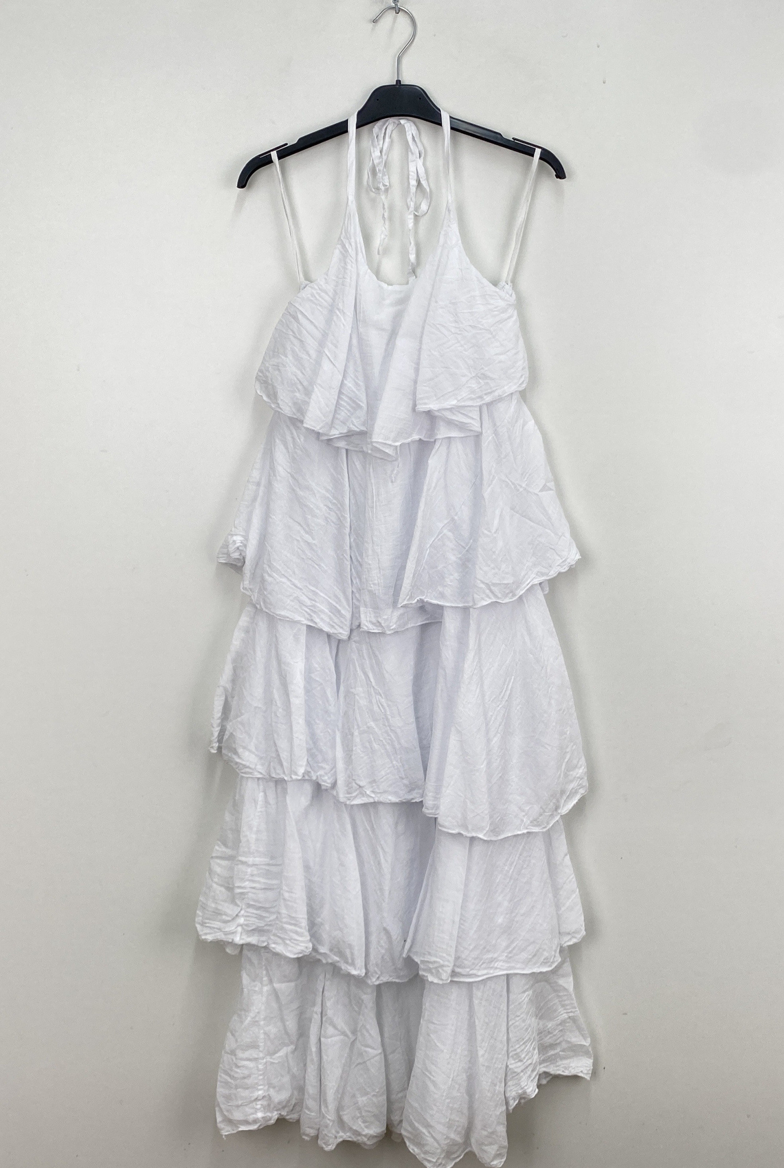 Mayorista LOVIKA - Vestido largo de algodón con volantes y tirantes finos