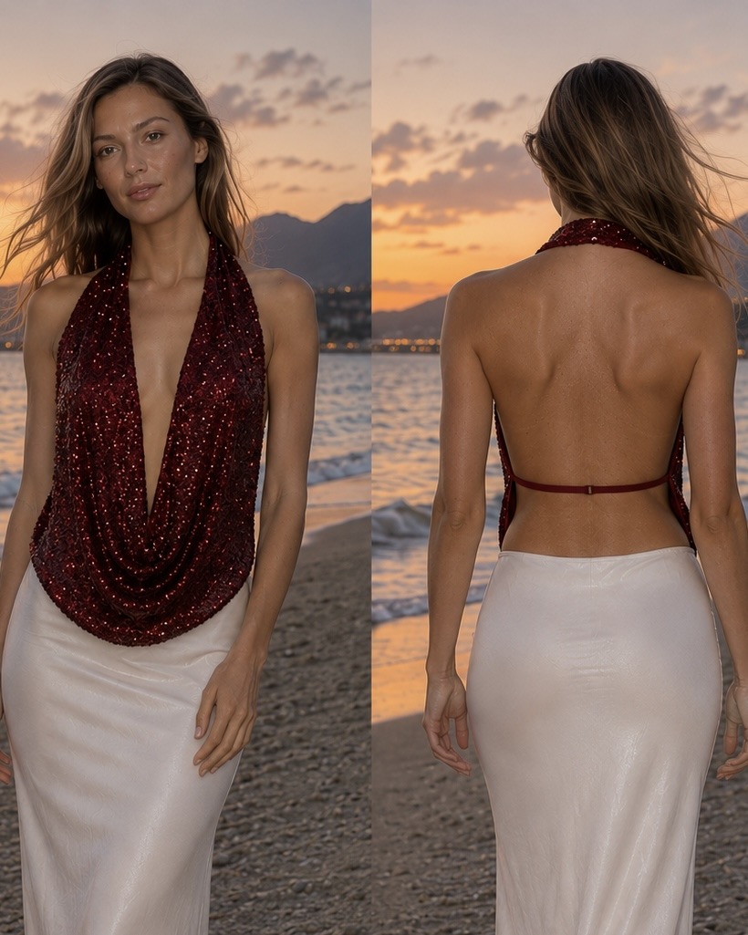 Wholesaler LOVIKA - Backless sequin top with draped neckline