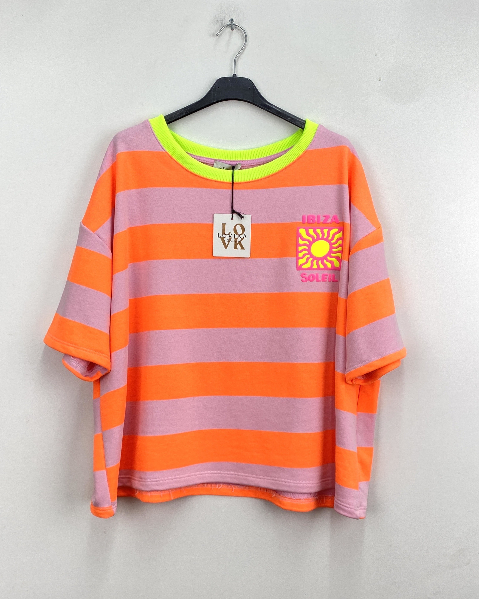 Großhändler LOVIKA - Oversize-Top Sunset Ibiza mit Neon-Solar-Streifen