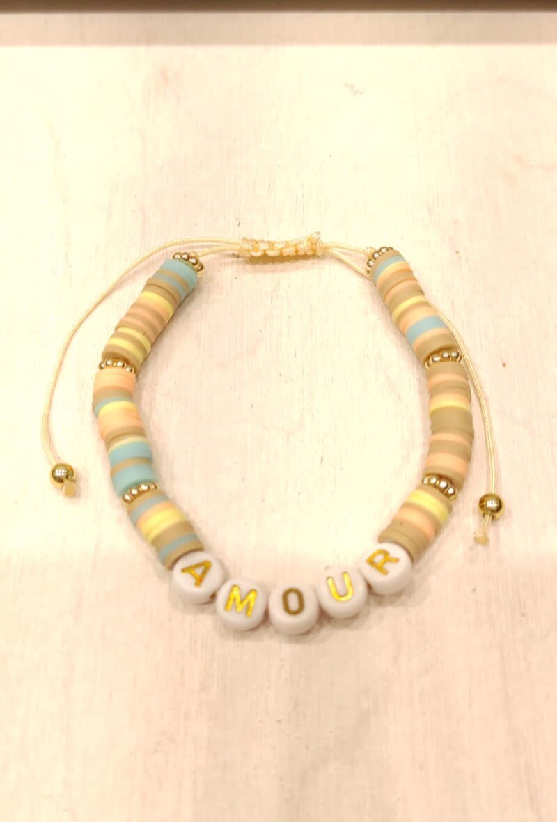 39905 Elastisches Armband LIEBE - Beige - 1 - Großformat