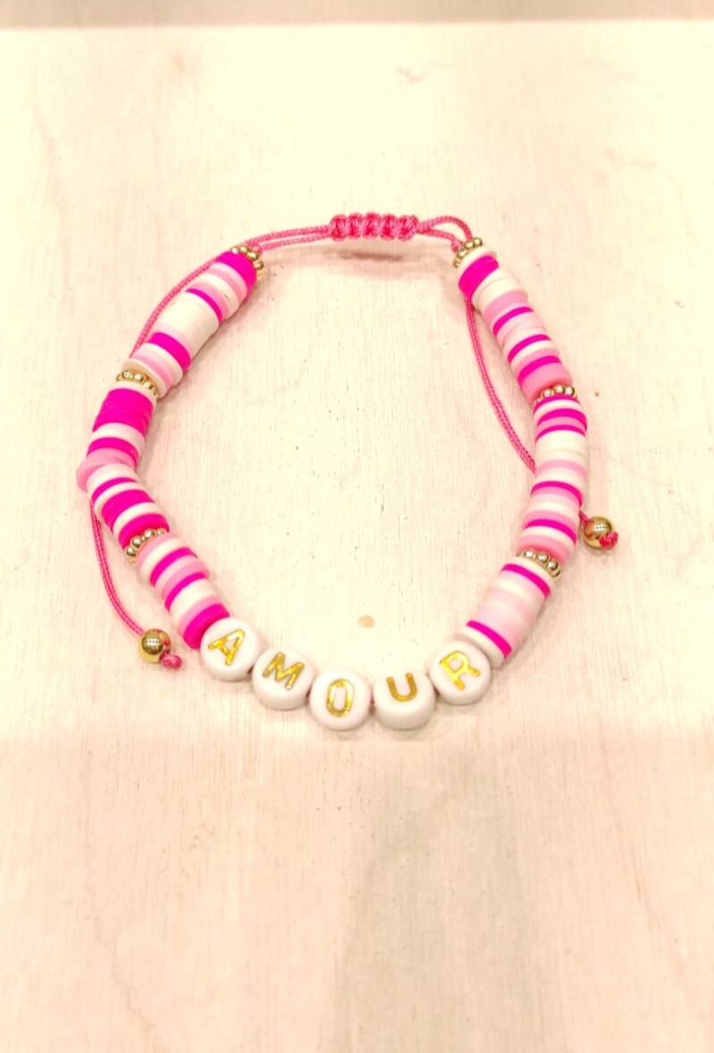 39905 Elastisches Armband LIEBE - Fuchsie - 1 - Großformat