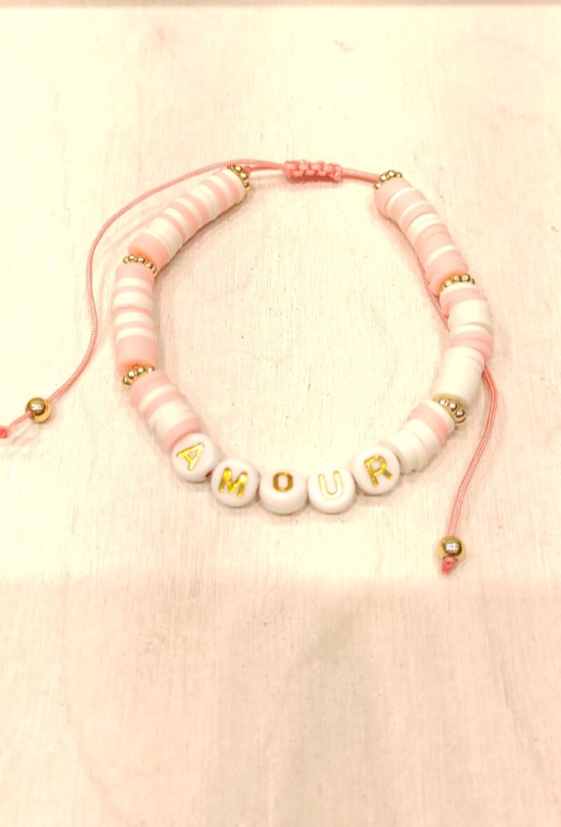 39905 Elastisches Armband LIEBE - Rosa - 1 - Großformat