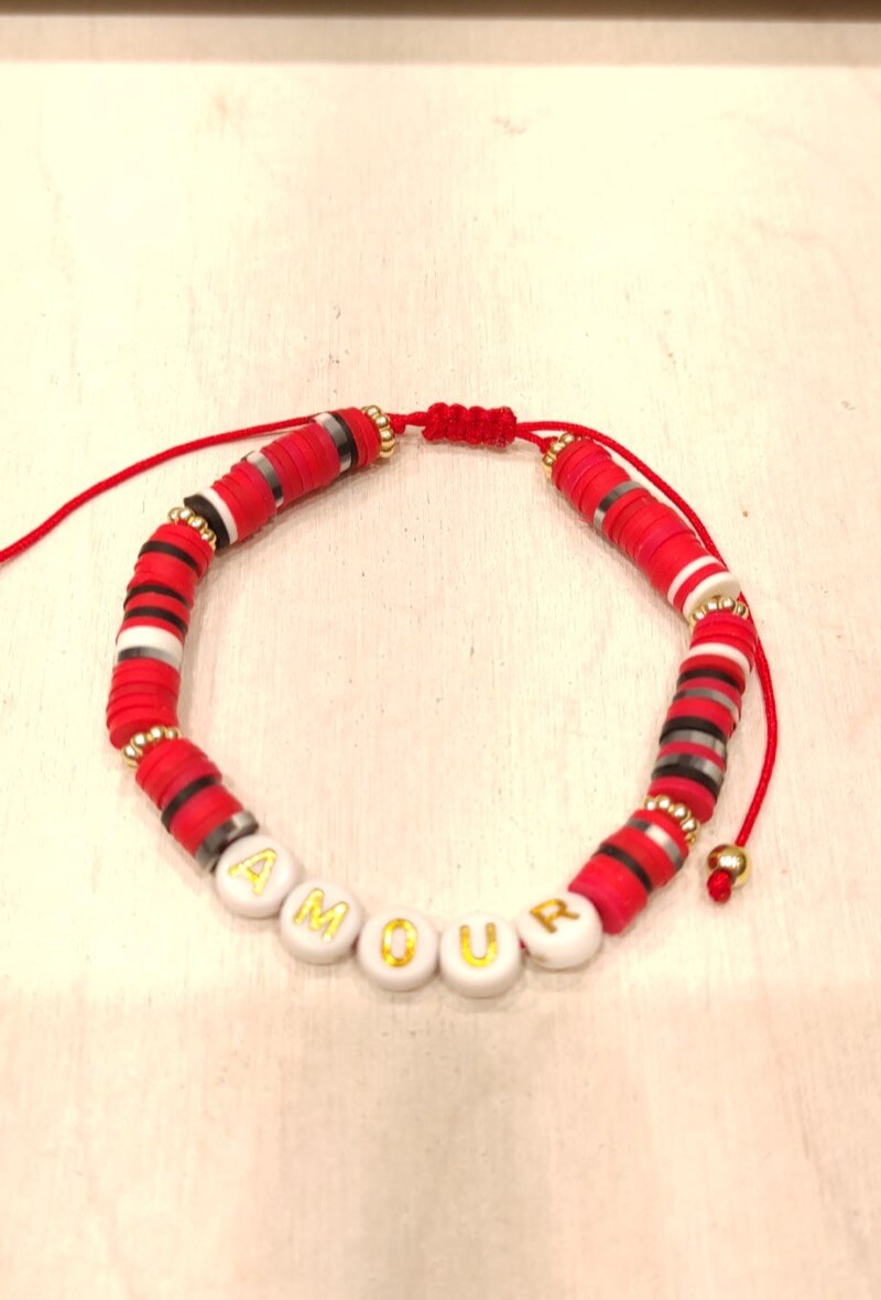 39905 Elastisches Armband LIEBE - Rot - 1 - Großformat