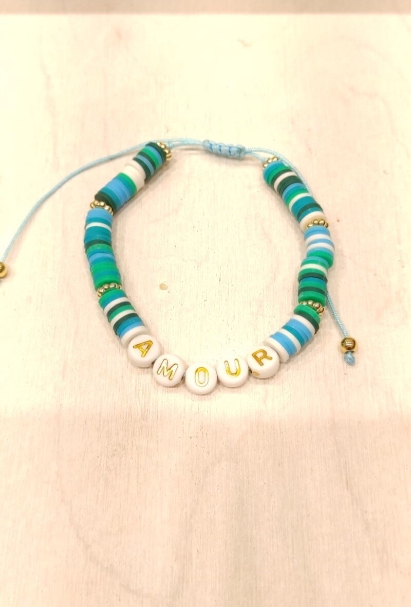 39905 Elastisches Armband LIEBE - Wassergrün - 1 - Großformat