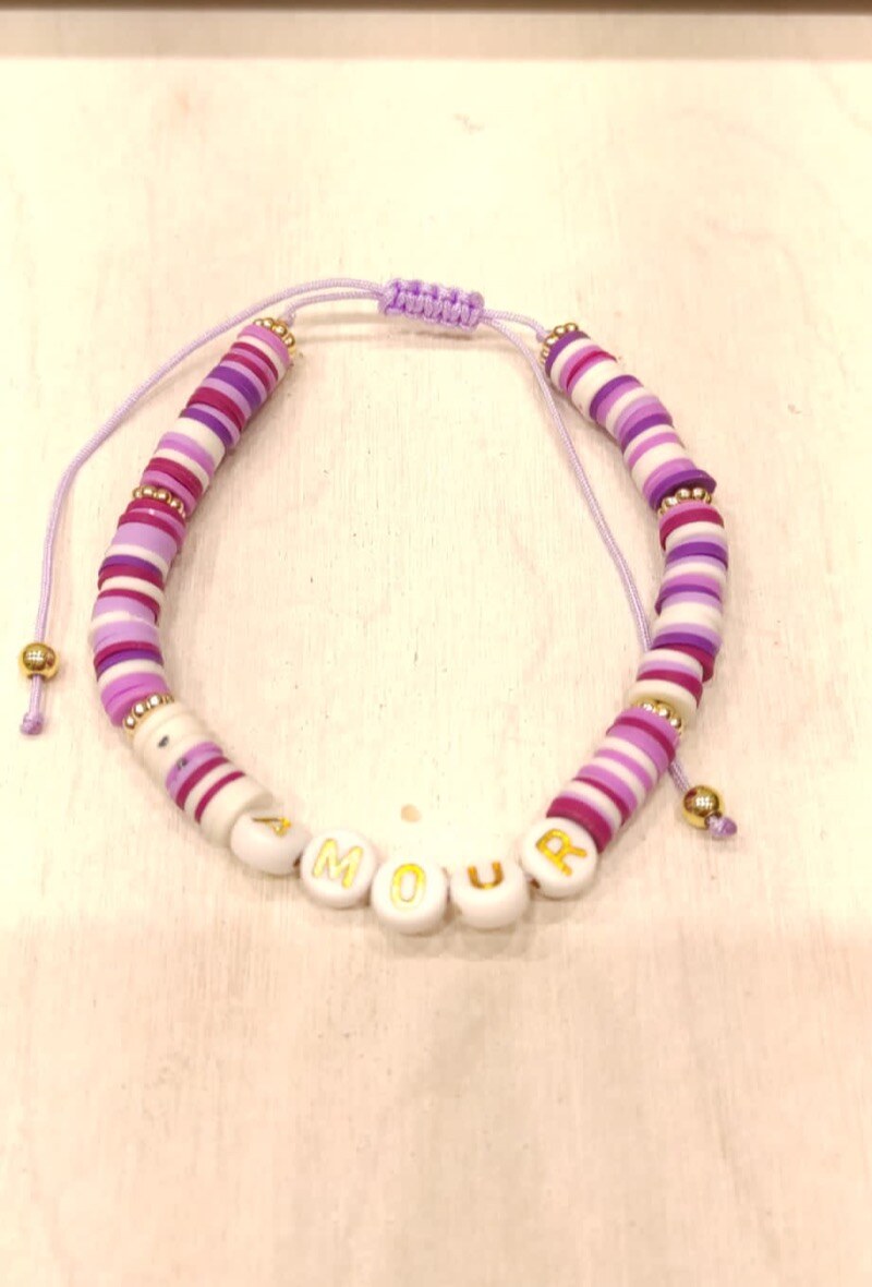 39905 Elastisches Armband LIEBE - Violett - 1 - Großformat
