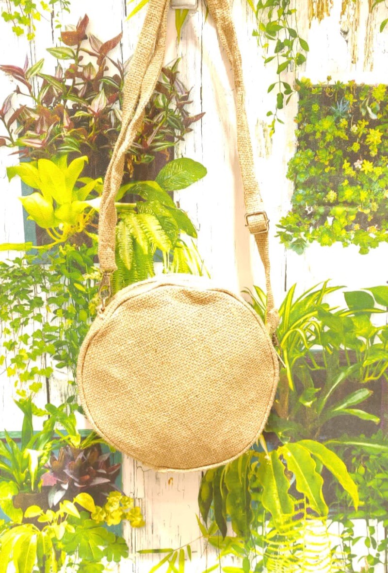Wholesaler Loya Bijoux - Small blank round shoulder bag in jute
