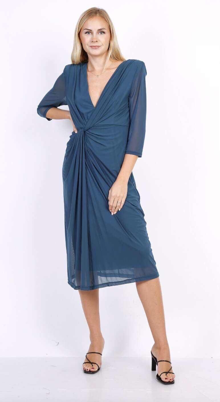 Großhändler REVEROSE by Lucas & Emma - Plissiertes Abendkleid mit einer Schleife, die einen Ausschnitt und Ärmel bietet - Frankfurt