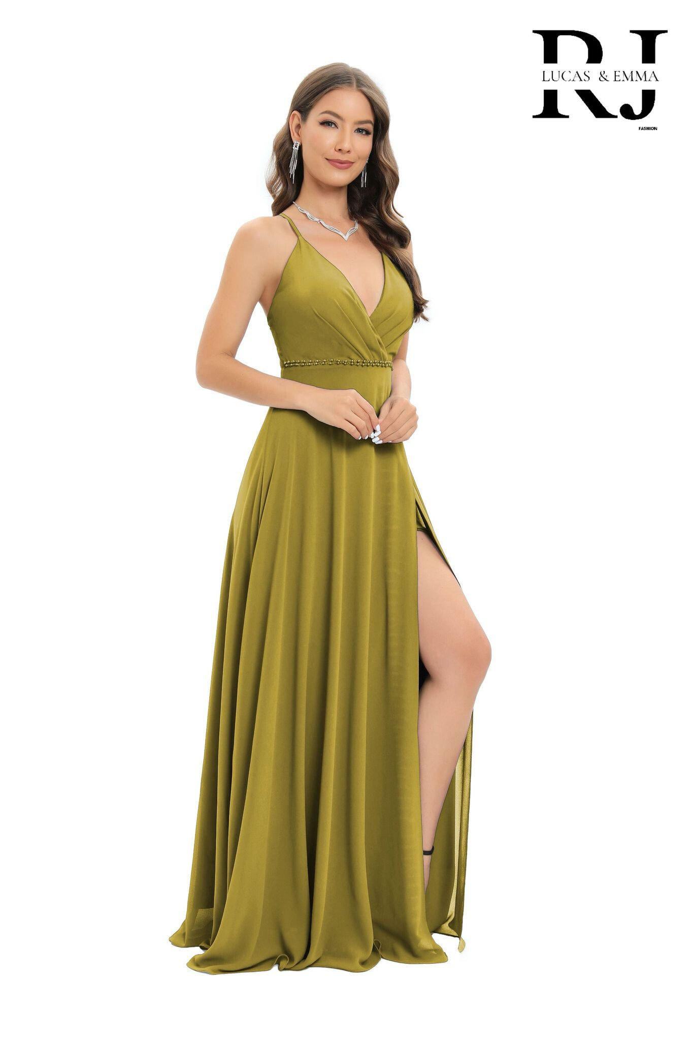 Grossiste Lucas & Emma | RJ&CO - Robe de cérémonie cocktail soirée longue avec perle à la taille Chicago
