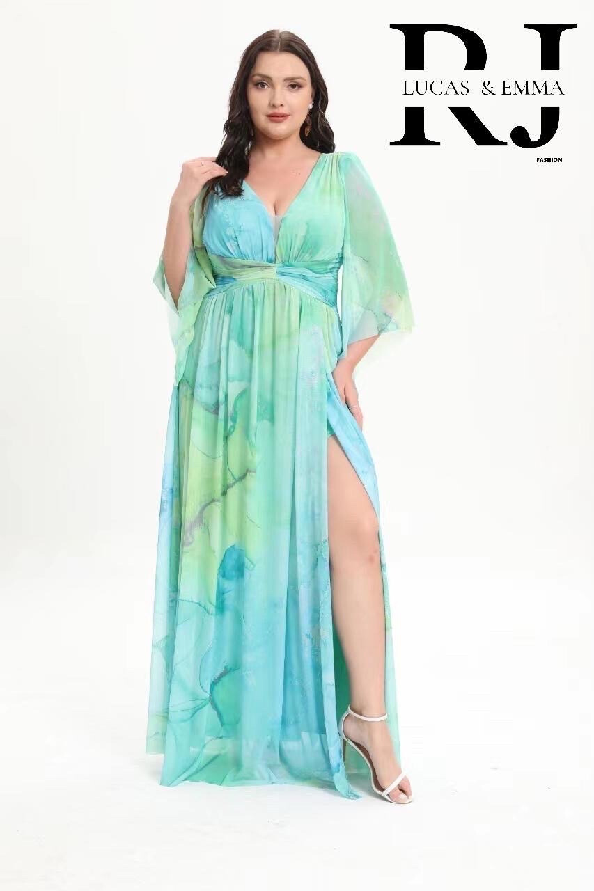 Grossiste Lucas & Emma | RJ&CO - Robe de cérémonie longue imprimée grande taille Faro