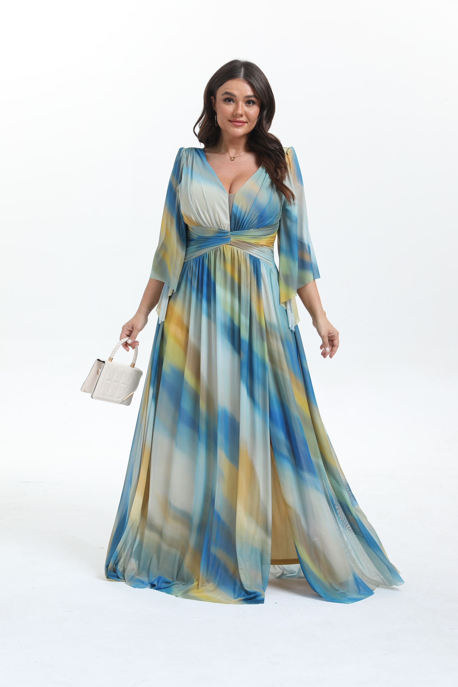 Grossiste Lucas & Emma | RJ&CO - Robe de cérémonie longue imprimée grande taille Faro