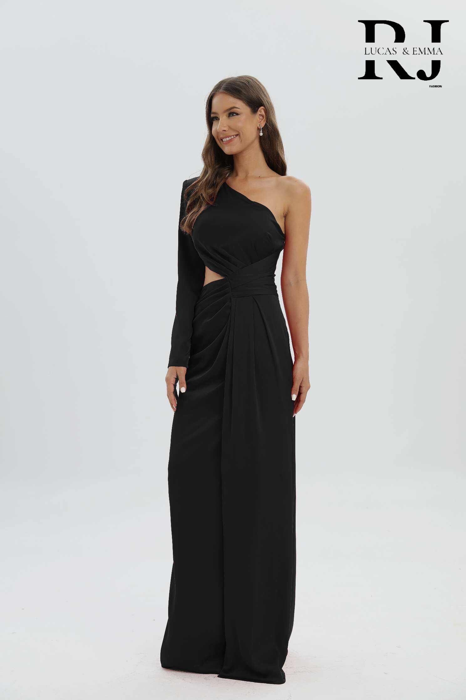 Grossiste Lucas & Emma | RJ&CO - Robe satin de soirée cérémonie asymétrique  Bankok