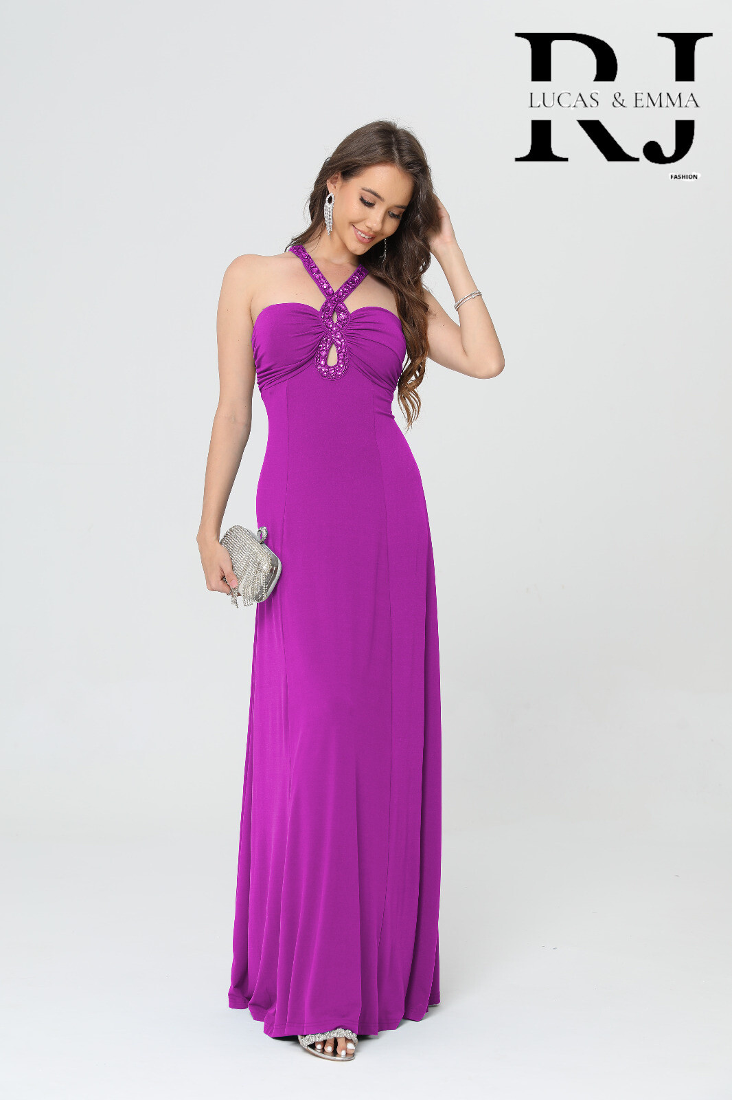 Wholesaler Lucas & Emma | RJ&CO - Long evening dress with rhinestones - Bilbao