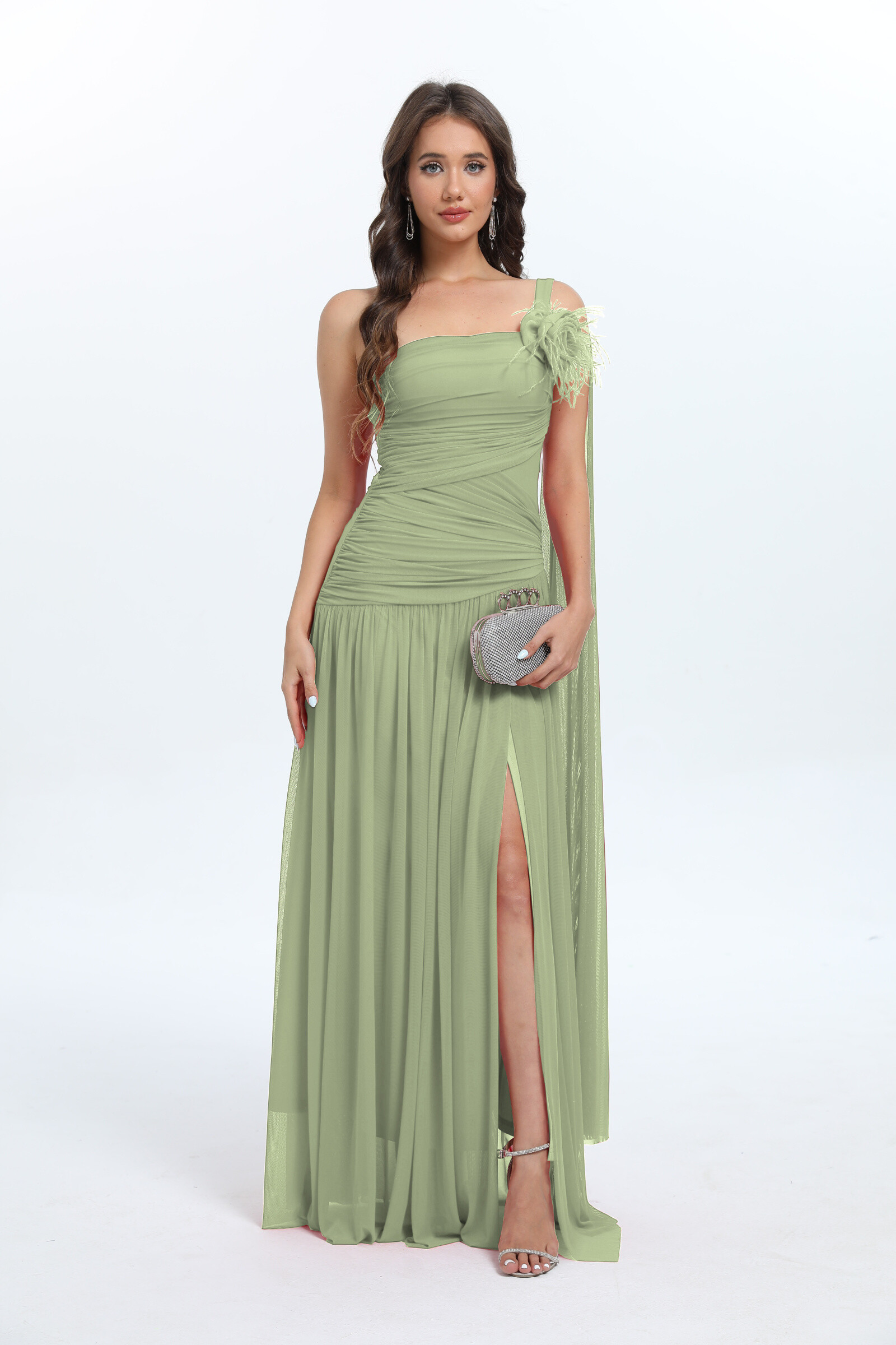 Wholesaler Lucas & Emma | RJ&CO - Trendy asymmetrical ceremony dress with detachable flower - bloomington