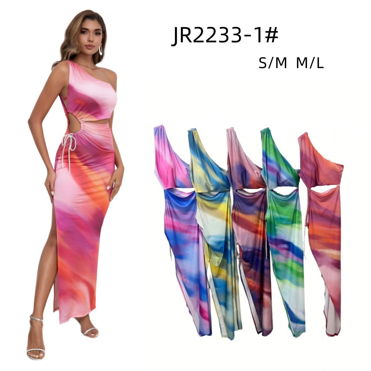 Wholesaler REVEROSE by Lucas & Emma - Asymmetrical sexy dress 2233-1