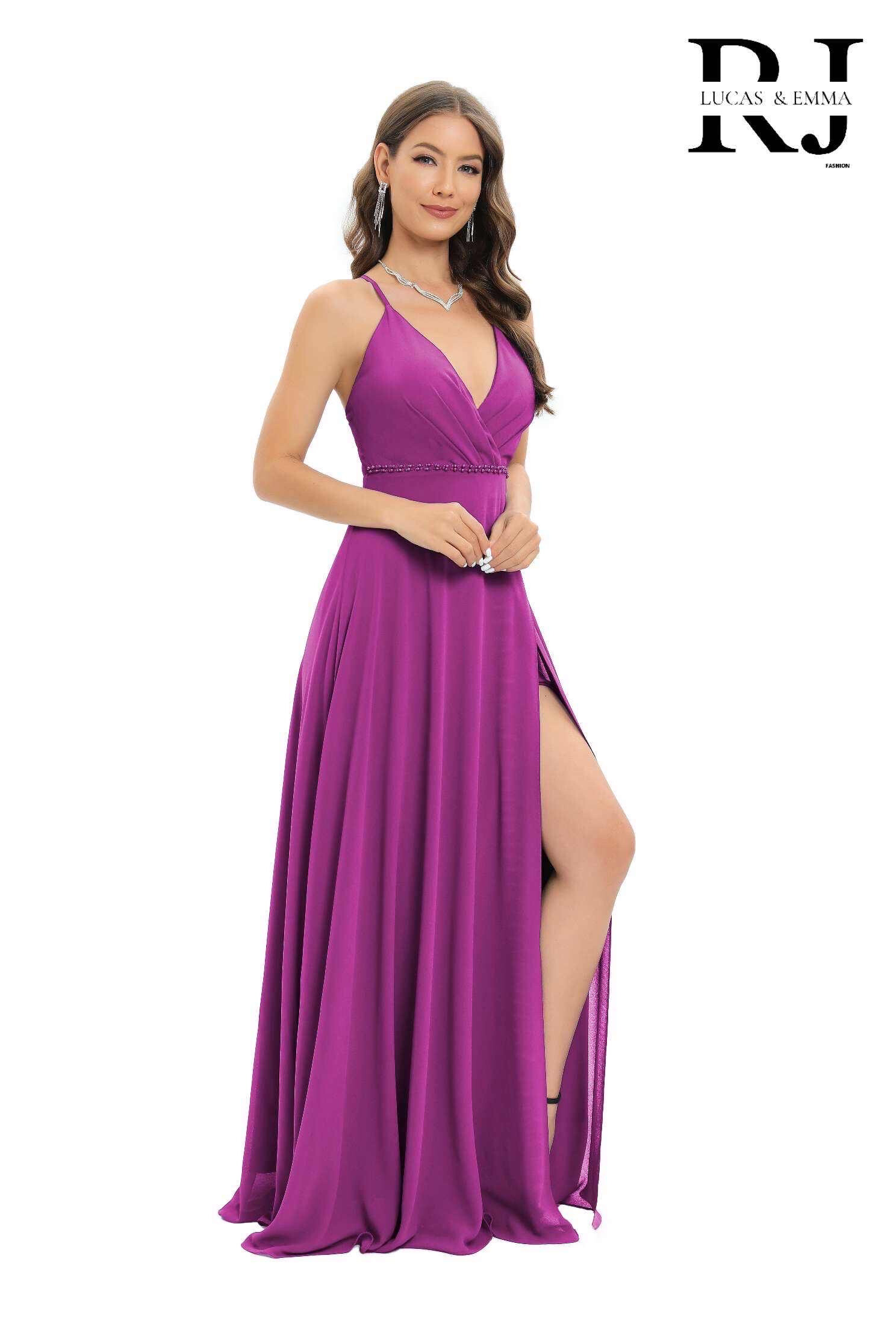 Grossiste Lucas & Emma | RJ&CO - Robe de cérémonie cocktail soirée longue avec perle à la taille Chicago