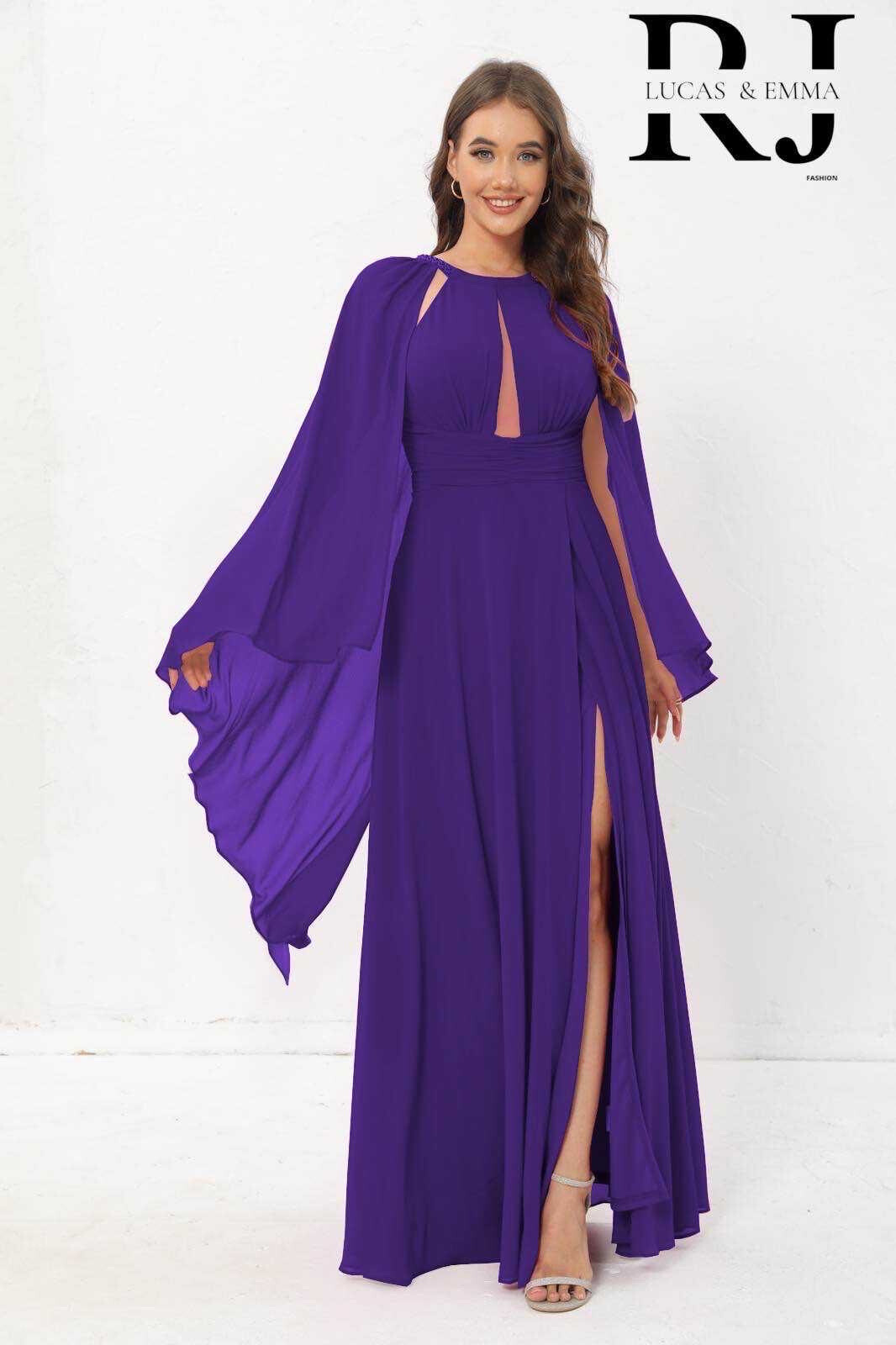 Grossiste REVEROSE by Lucas & Emma - Robe de cérémonie longue à épaule couvert et taille  cintrée - Makassar