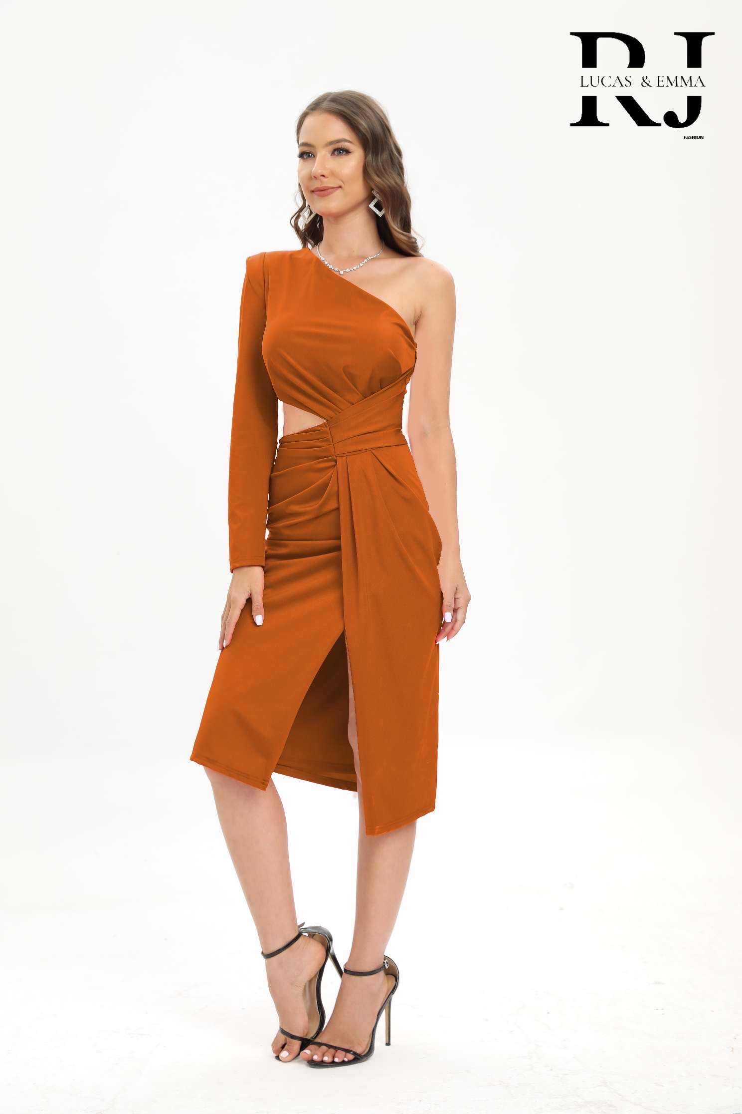 Grossiste Lucas & Emma | RJ&CO - Robe de soirée cocktail cérémonie asymétrique courte Lagos