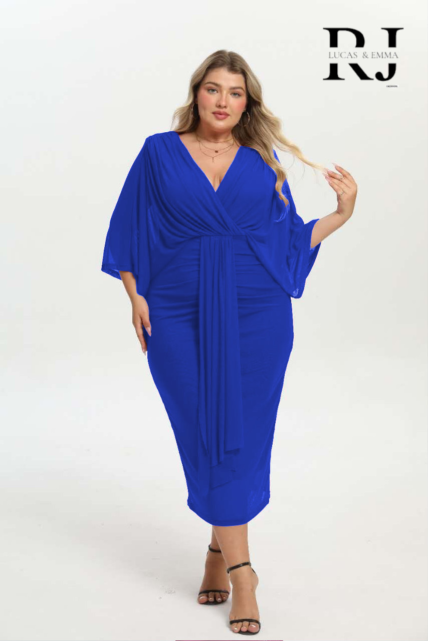 Grossiste REVEROSE by Lucas & Emma - Robe de céréMonie midi avec manche grande taille - Karachi