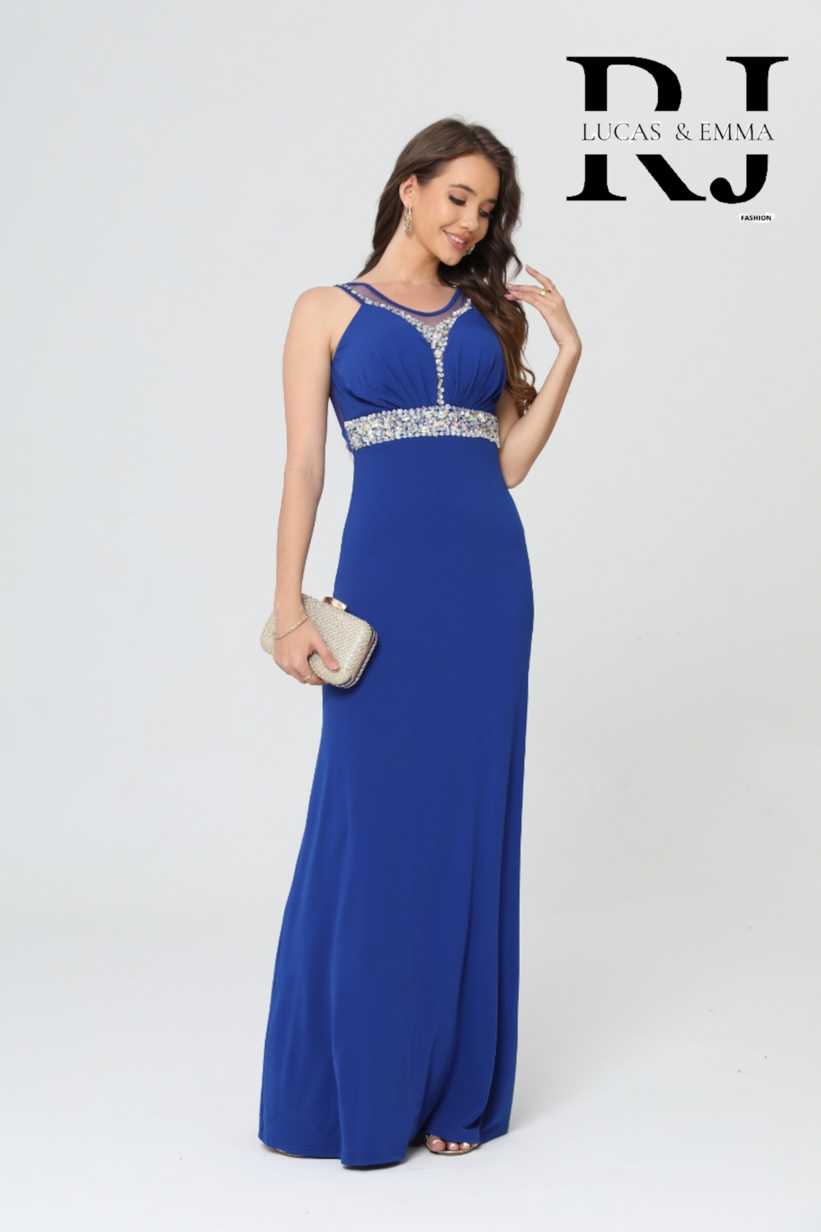 Wholesaler Lucas & Emma | RJ&CO - Long evening dress with rhinestones at the waist - Memphis