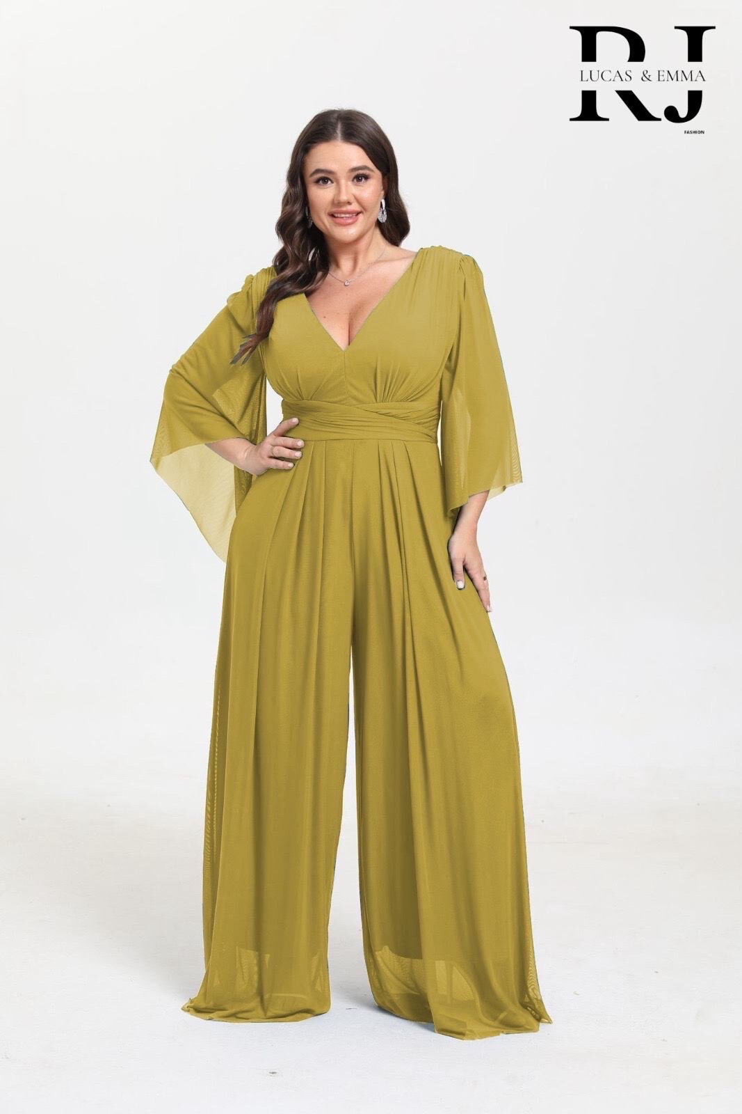 Wholesaler Lucas & Emma | RJ&CO - Plus size half flared sleeve jumpsuit
