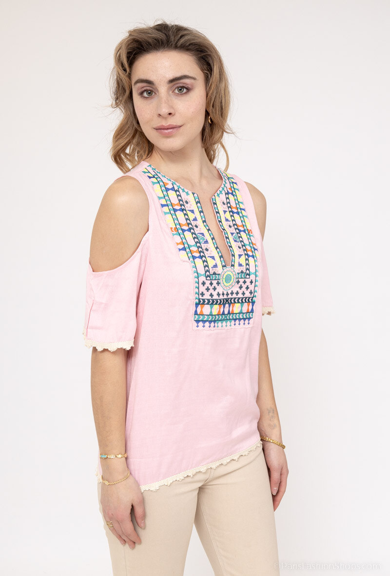 Wholesaler LUCCE Outlet - Top with folk embroideries