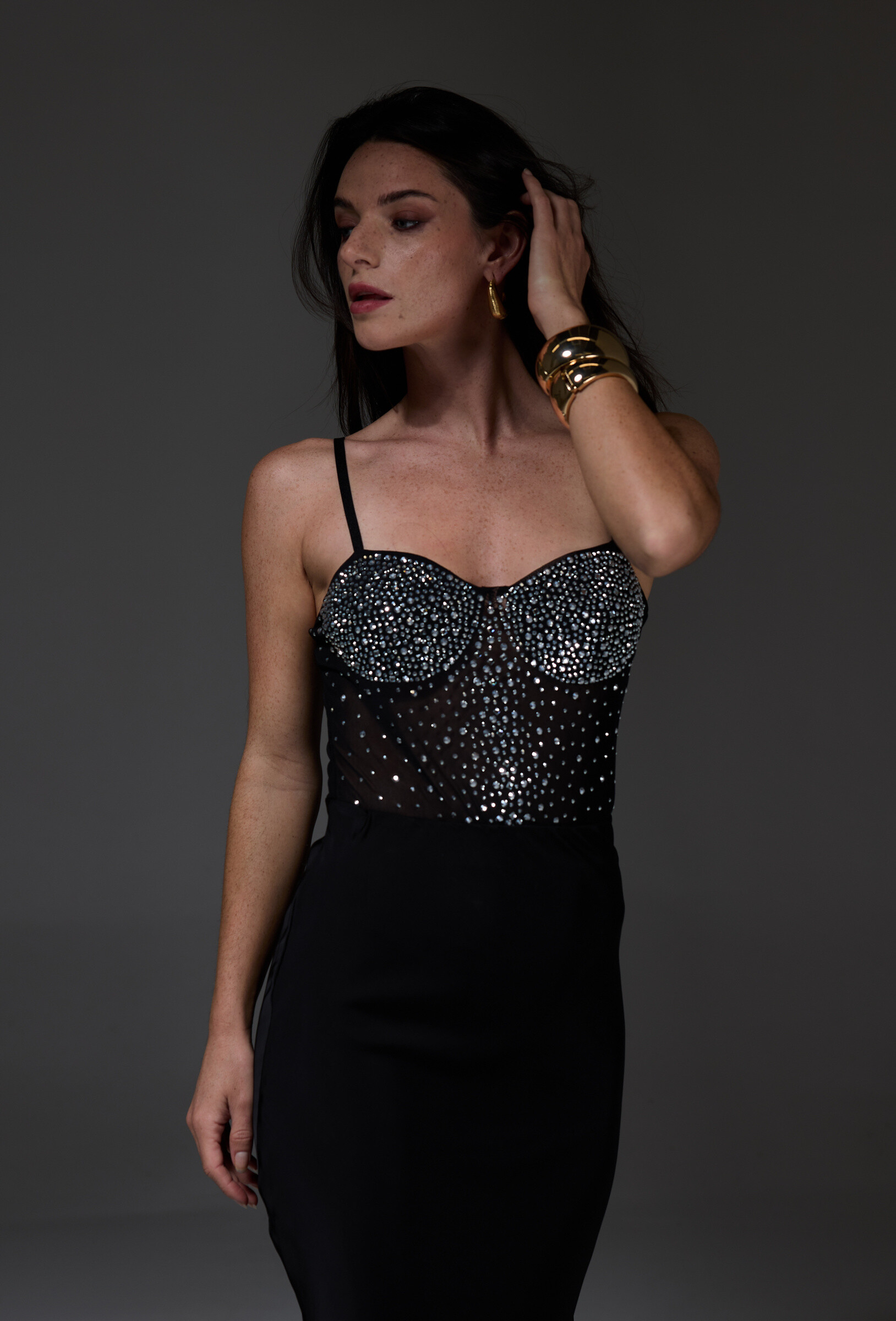 Grossista LUCCE - Body con diamanti di imitazione