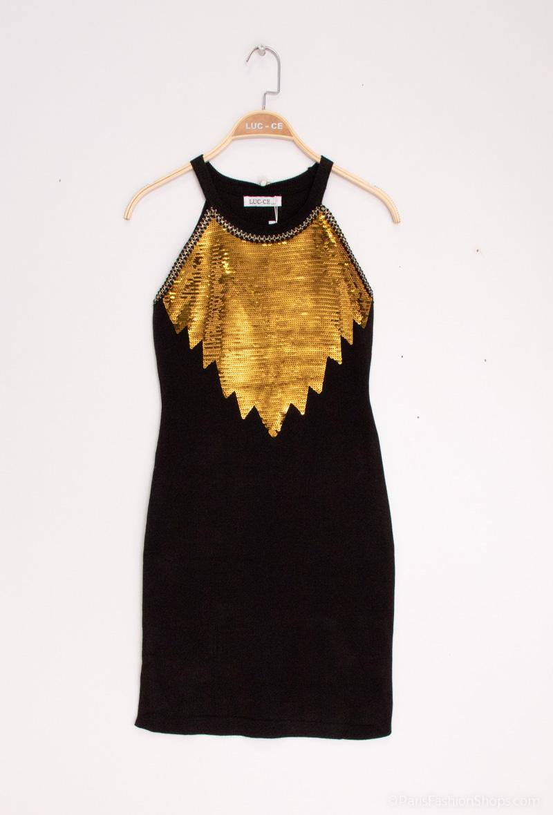 slim fit dress slacks Self-Portrait - Gold Rhinestone Drape Midi Dress main image 0