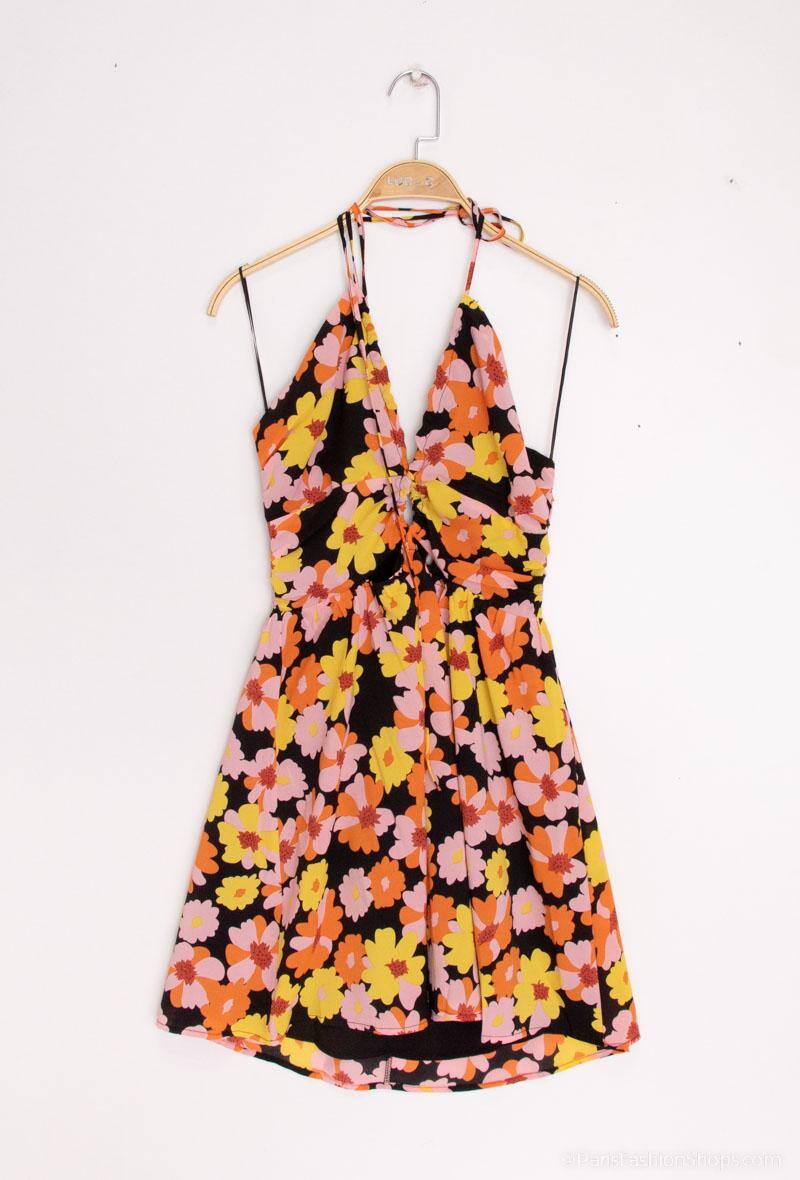 Grossiste LUCCE - Robe à imprimé fleuri dos-nu