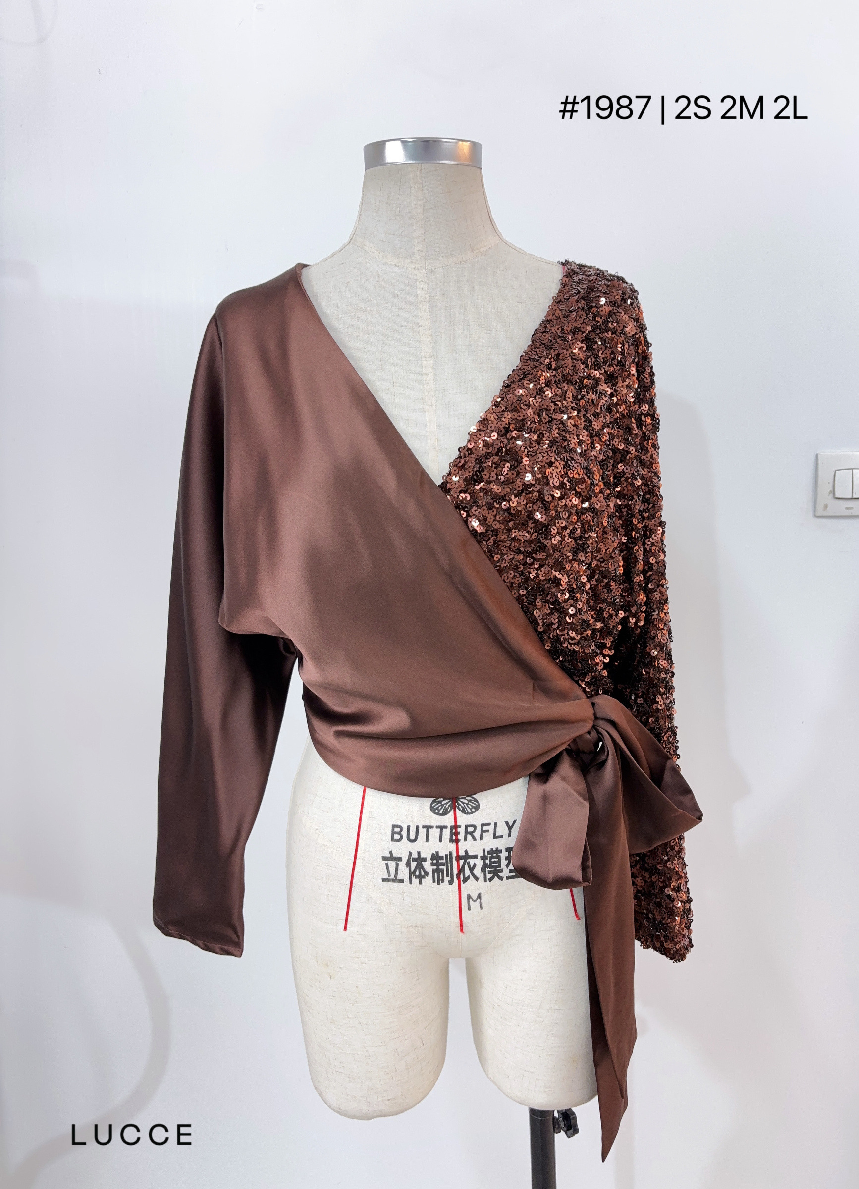 Wholesaler LUCCE - Satin and Sequin Wrap Top