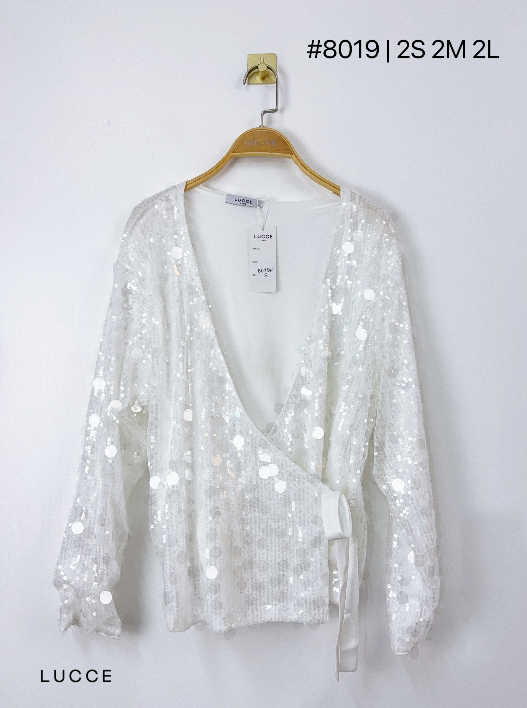 Wholesaler LUCCE - Mixed sequin wrap top