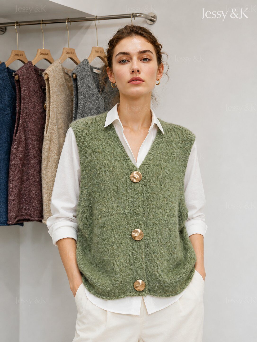 Mayorista Lucky 2 - Cárdigan de punto con efecto mohair y botones dorados