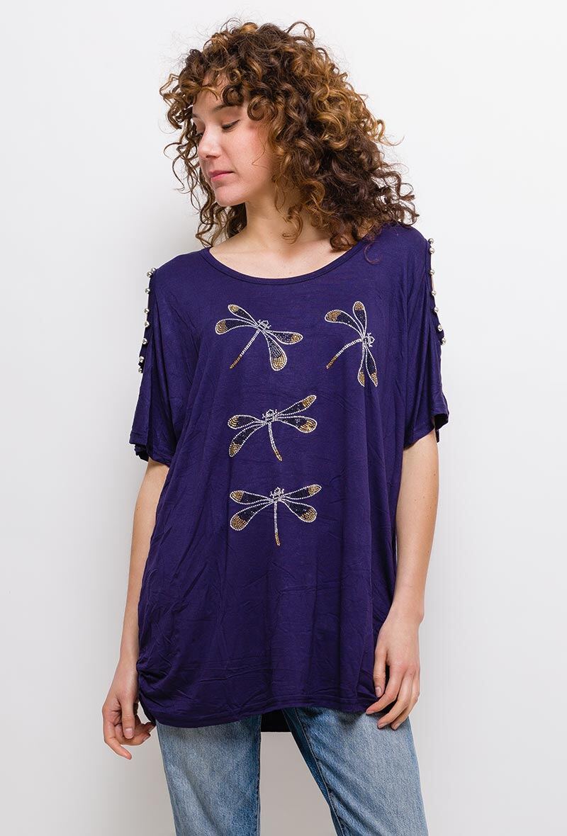 Grossiste Lucky 2 - Tunique avec libellule en strass