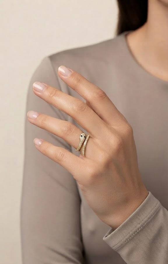 Wholesaler LUCKY BIGIOTTERIA - STAINLESS STEEL SNAKE SHAPE RING WITH RHINESTONES
