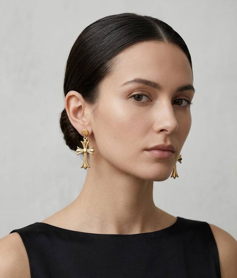 Wholesaler LUCKY BIGIOTTERIA - Stainless steel cross-shaped earrings