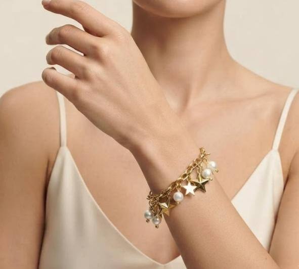 Wholesaler LUCKY BIGIOTTERIA - Stainless steel bracelet with star and pearl