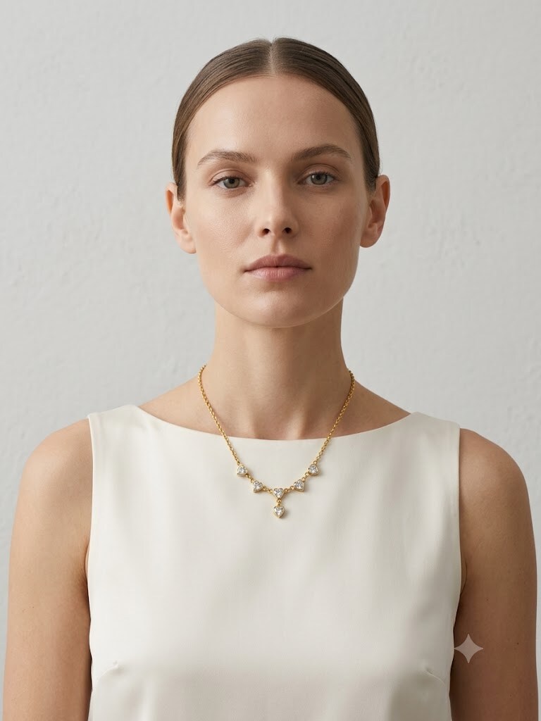 Wholesaler LUCKY BIGIOTTERIA - STAINLESS STEEL NECKLACE WITH HEART-SHAPED RHINESTONES