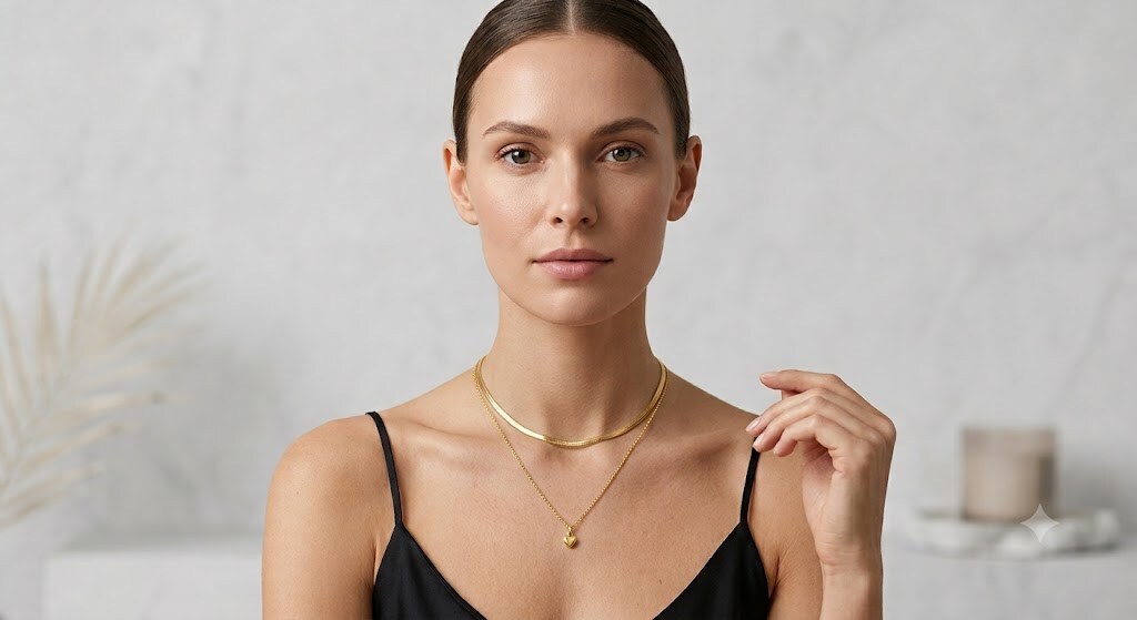 Wholesaler LUCKY BIGIOTTERIA - DOUBLE-LAYER NECKLACE WITH HEART DESIGN