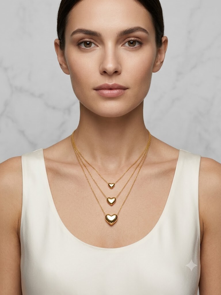 Wholesaler LUCKY BIGIOTTERIA - THREE-LAYER NECKLACE WITH HEART CHARM