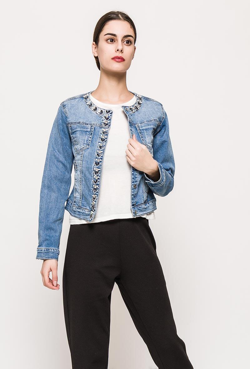 Grossiste Lucky Jewel Fascinate - Veste en jean avec perles