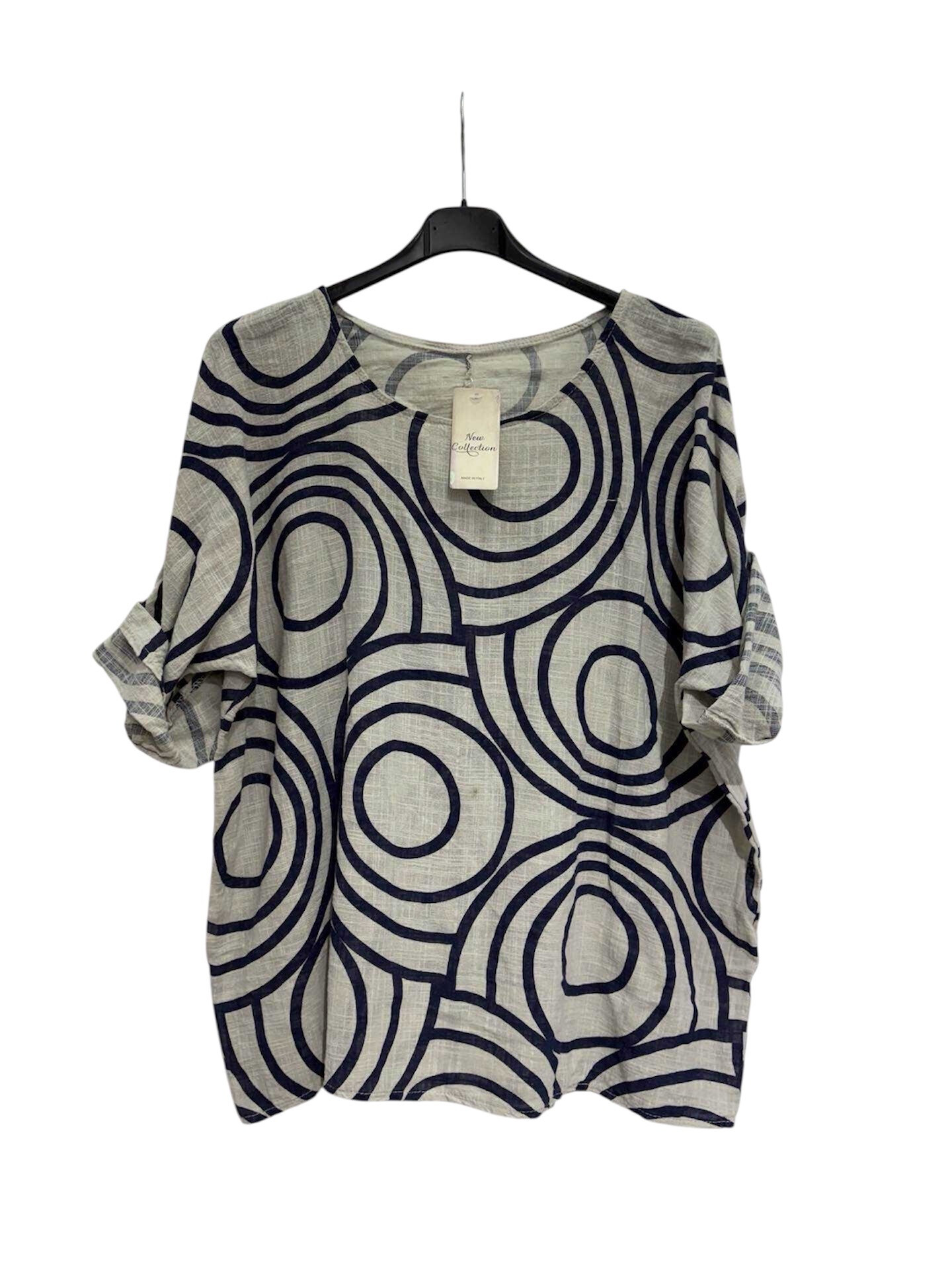 Großhändler LUCKY MELON - Baumwollbluse mit abstrakten Mustern