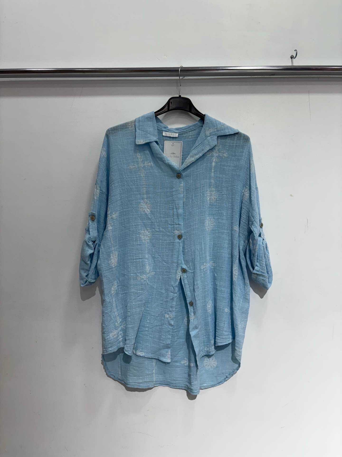 Mayorista LUCKY MELON - BLUSA ESTAMPADA CAMISA MANGA LARGA CIERRE DELANTERO CON BOTONES