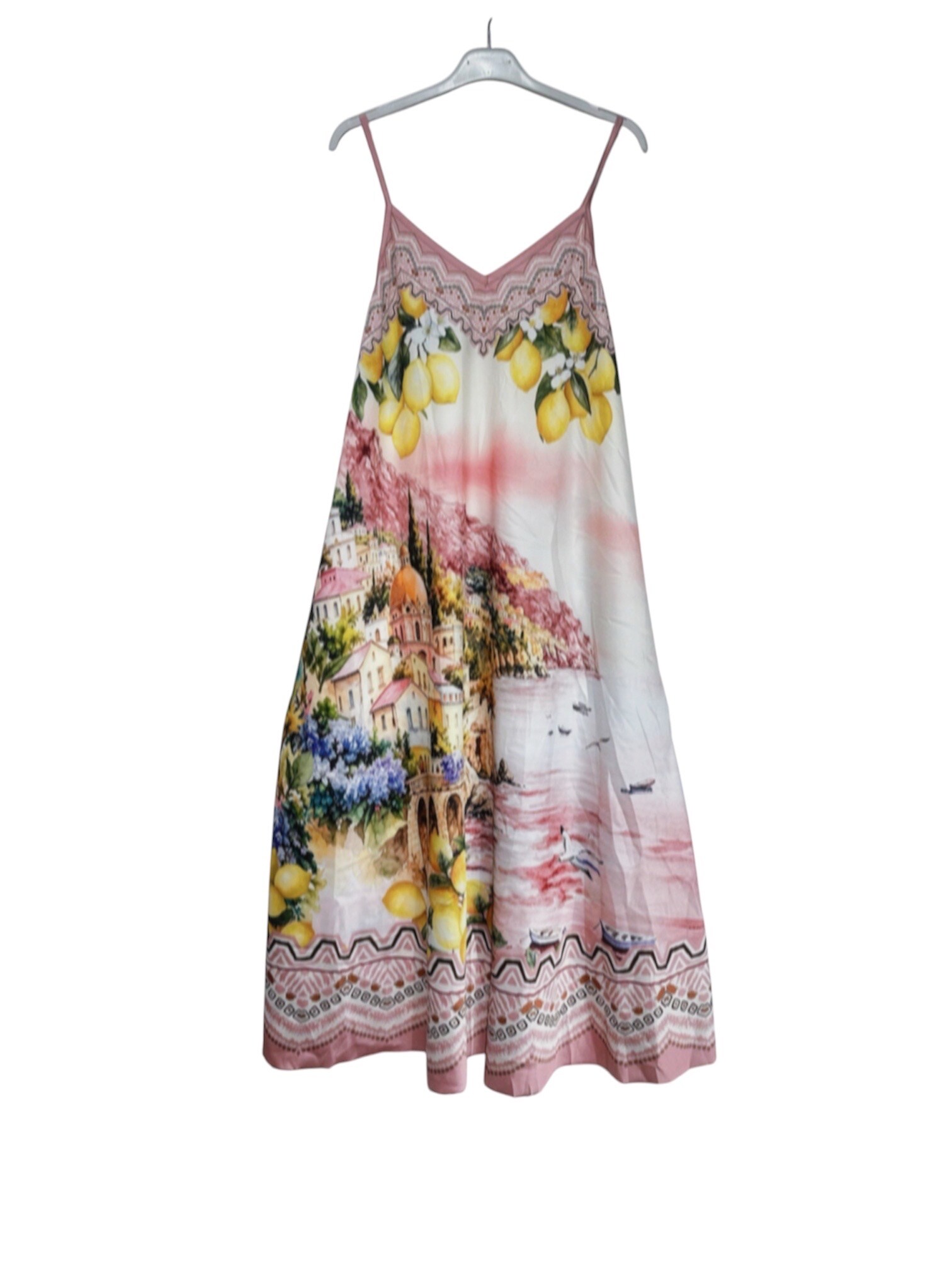 Wholesaler LUCKY MELON - Long dress with Mediterranean landscape print