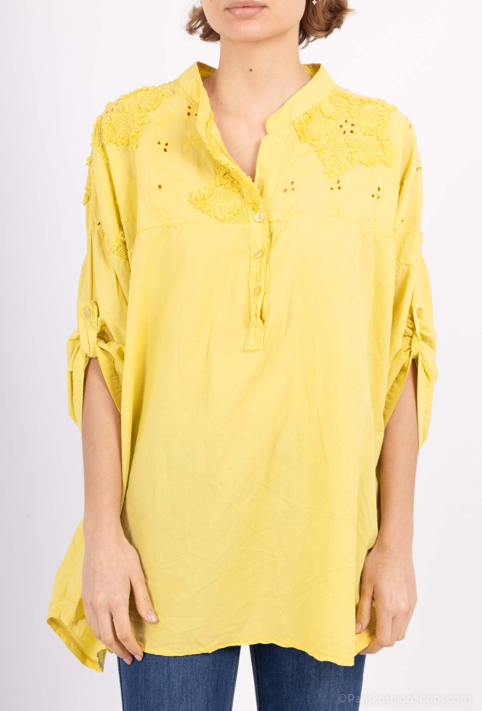 Grossiste Lucky Nana - Blouse en coton et broderie anglaise